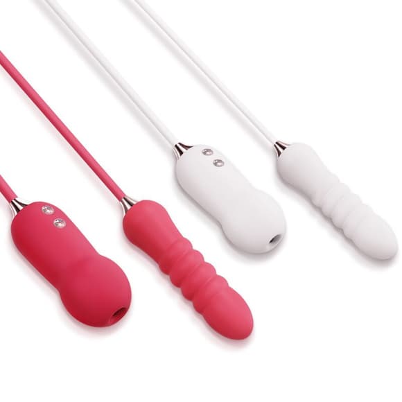 Пульсатор с вакуумным стимулятором KISTOY Cathy White на гибкой сцепке