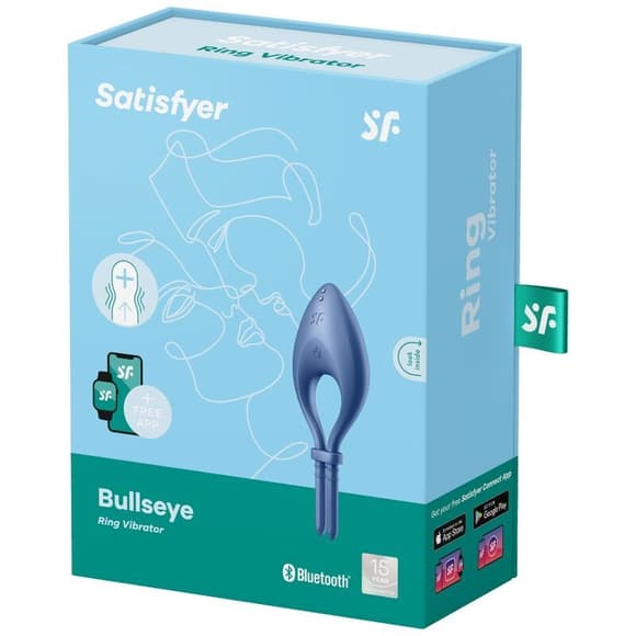 Эрекционное смарт-виброкольцо лассо с  регулировкой размера Satisfyer Bullseye Blue