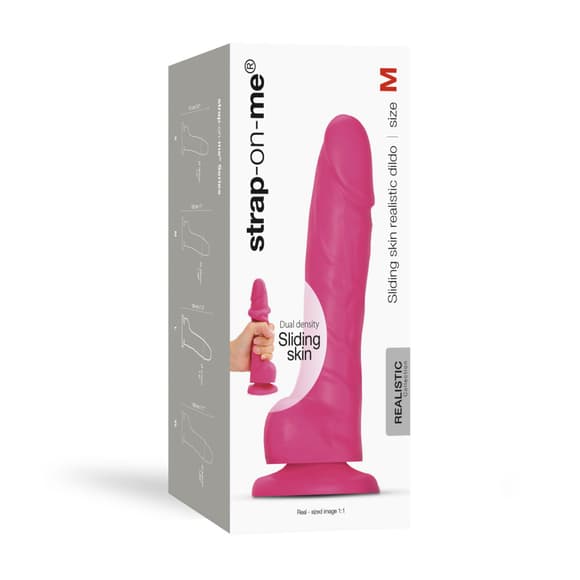 Реалистичный фаллоимитатор Strap-On-Me Sliding Skin Realistic Dildo Fuchsia M, эффект подвижной кожи