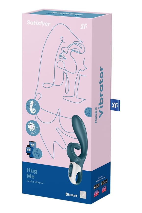 Смарт вибратор кролик Satisfyer Hug Me Bluegrey, 2 мотора, диаметр 4,2см, широкая клиторальная часть