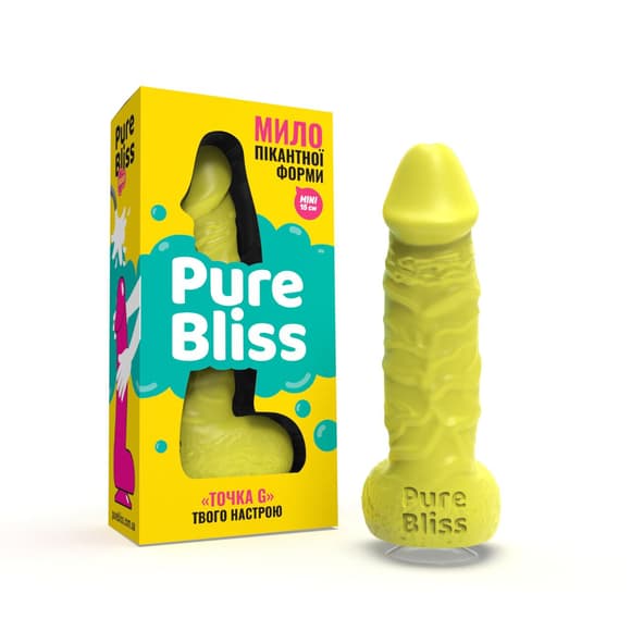 Мыло в форме пениса Pure Bliss MINI Yellow, крафтовое мыло-член, натуральное
