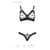 Комплект з екошкіри Passion CELINE BIKINI L/XL black, відкритий бра зі стрічками, стрінги