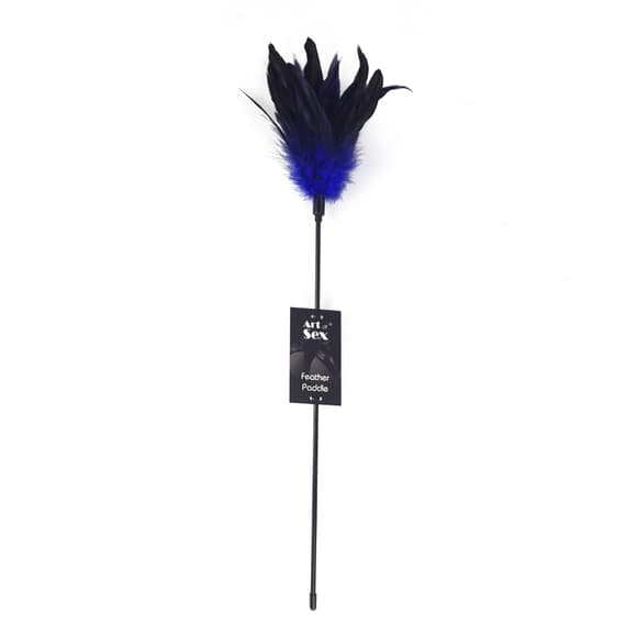 Щекоталка с пером петуха Art of Sex – Feather Paddle, синяя