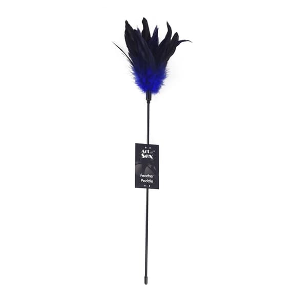 Щекоталка с пером петуха Art of Sex – Feather Paddle, синяя