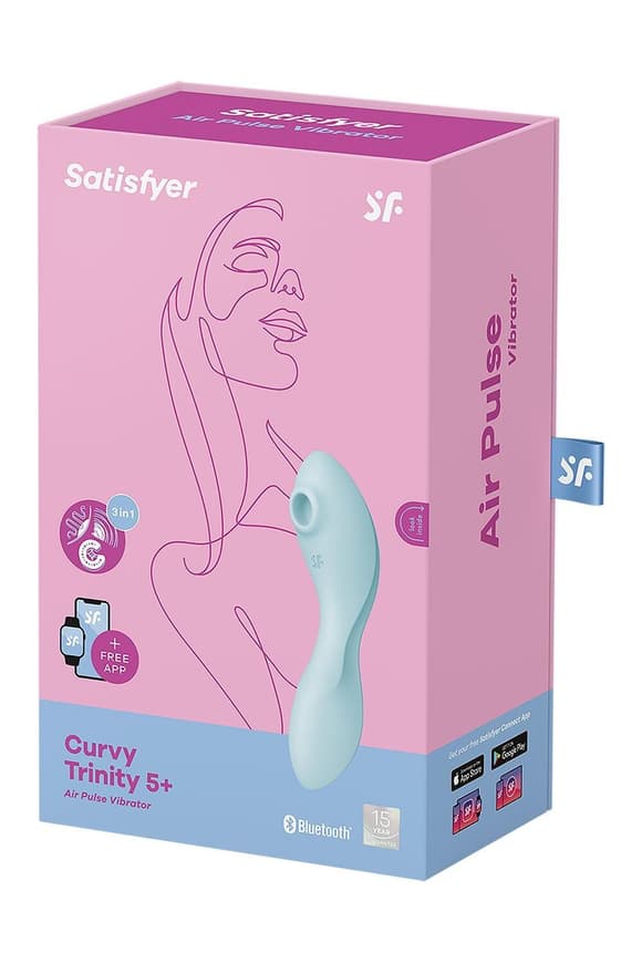 Вакуумний смарт-стимулятор із вібрацією Satisfyer Curvy Trinity 5 (Blue)  (м'яте паковання!!!)
