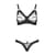 Комплект из экокожи Passion CELINE BIKINI 6XL/7XL black, открытый бра, стринги со шнуровкой