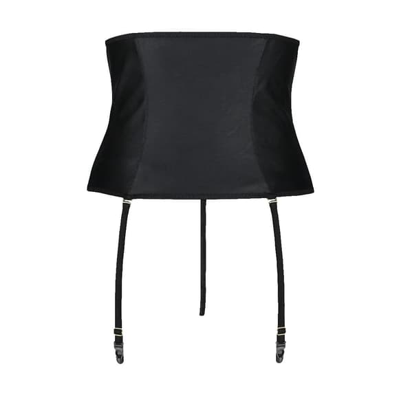 Пояс-корсет из экокожи Passion CELINE SET with Open Bra 6XL/7XL, black, шнуровка, пажи, стринги