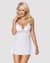 Сатиновый пеньюар с кружевом Obsessive 810-BAB-2 babydoll & thong L/XL, белый, пеньюар, танга