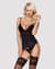 Сатиновый кружевной корсет Obsessive 810-COR-1 babydoll & thong S/M, черный, корсет, танга