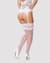 Чулки под пояс с широким кружевом Obsessive 810-STO-2 stockings S/M, белые