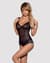 Сітчасте боді на кісточках Obsessive Amanta teddy XXL, чорне, з доступом