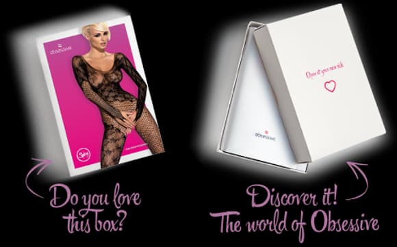 Бодістокінг Obsessive Bodystocking F210 S/M/L black, рукава-мітенки, сітка, кольорове мереживо