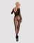 Бодістокінг Obsessive Bodystocking F210 S/M/L black, рукава-мітенки, сітка, кольорове мереживо