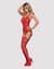 Бодистокинг Obsessive Bodystocking F214 red S/M/L, имитация корсета и чулок на подвязках