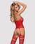 Бодистокинг Obsessive Bodystocking F214 red S/M/L, имитация корсета и чулок на подвязках