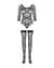 Бодистокинг Obsessive Bodystocking G320 S/M/L, чулки, боди, декор в виде линий