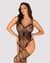 (SALE) Ажурный бодистокинг под паутину Obsessive Bodystocking G325 black S/M/L, черный, комбинезон, имитаци