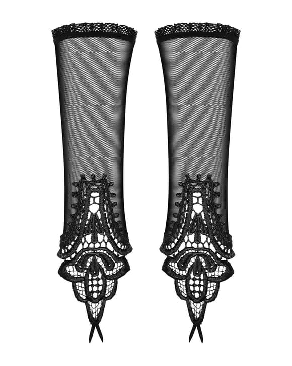 Сітчасті мітенки з мереживом Obsessive Luiza mittens One size, чорні