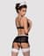 Еротичний костюм покоївки Obsessive Maidme set 5pcs L/XL, бюстгальтер, пояс з фартухом, панчохи, стр