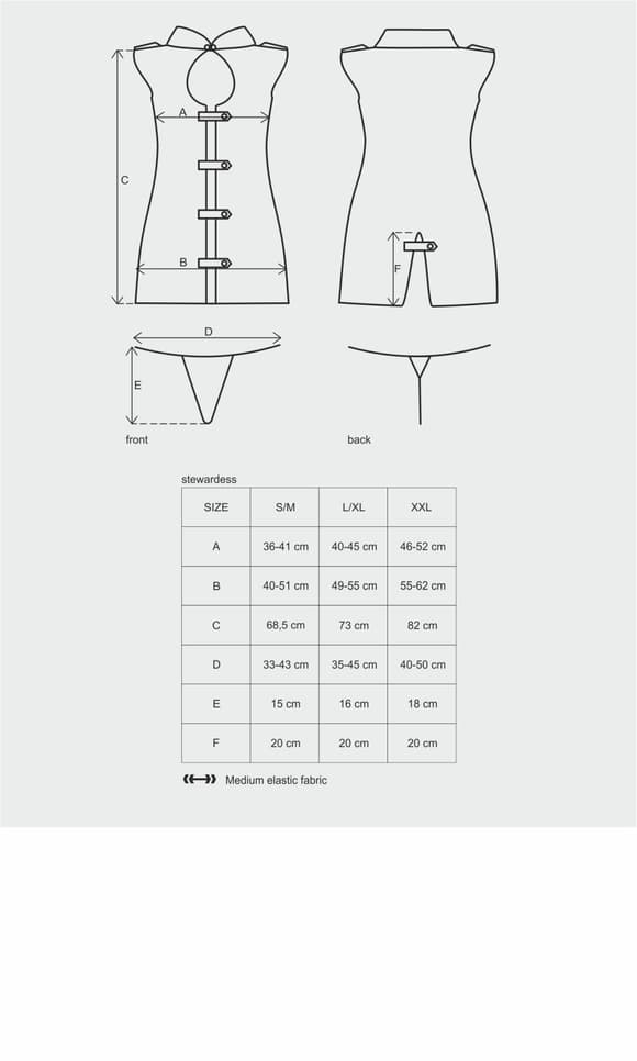 Эротический костюм стюардессы Obsessive Stewardess 3 pcs grey S/M, серый, платье, стринги, пилотка