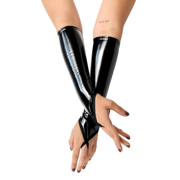 Виниловые митенки Art of Sex - Lora короткие, размер S, цвет черный