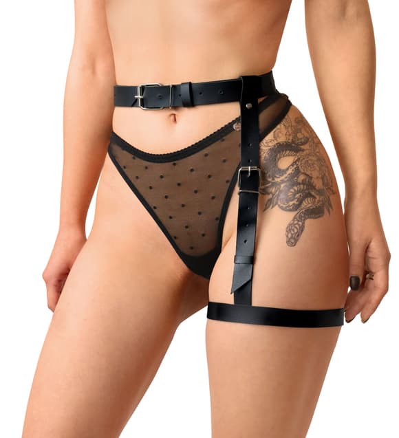 Гартер на ногу Art of Sex - Petra, натуральная кожа, размер XS-2XL, цвет черный