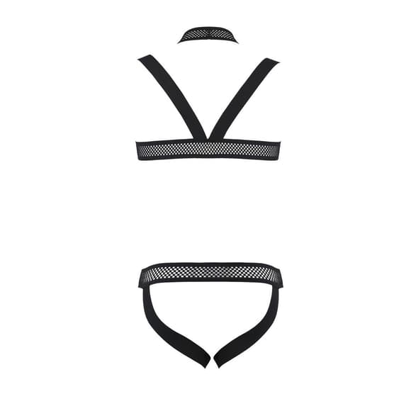 Комплект чоловічої білизни з кріпленнями Passion 043 JACOB L/XL Black, труси, шлейки