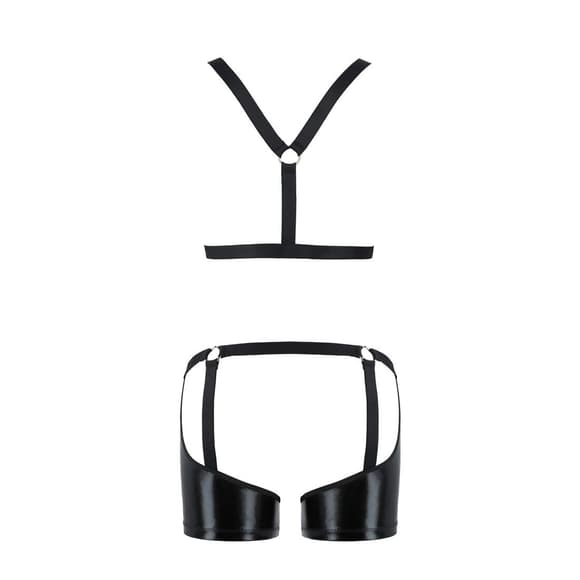 Комплект еротичної чоловічої білизни Passion 047 SET JOHN XXL/XXXL Black, труси, портупея