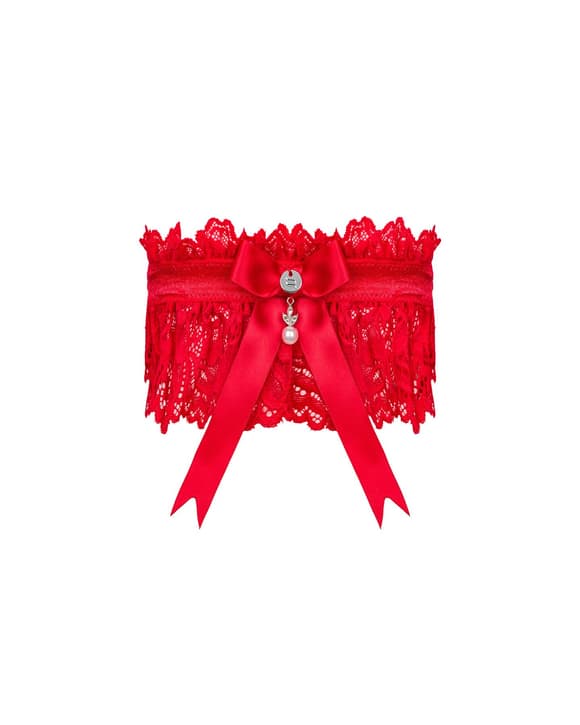 (SALE) Ажурная подвязка Obsessive Amor Cherris garter, red