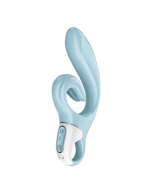 Вібратор-кролик Satisfyer Love Me Blue, гнучкий, відросток з потрійним кінчиком