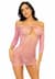 Платье-сетка с сердечками Leg Avenue Heart net mini dress Pink, завязки, открытые плечи, one size