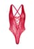 Мереживне боді Leg Avenue Floral lace thong teddy Red, шнурівка на грудях, one size