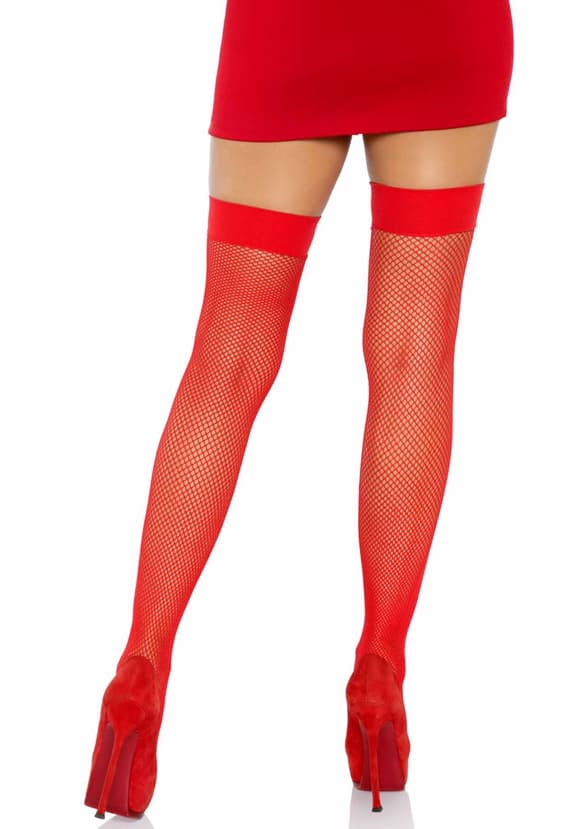 Панчохи-сітка з атласним бантиком Leg Avenue Fishnet Thigh Highs With Bow One size, Red