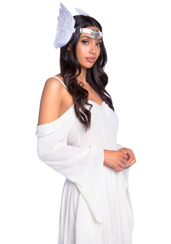 Повязка на голову  с крыльями Leg Avenue Feather headband White, перья и натуральная кожа