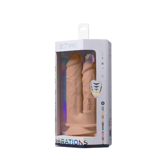 Подвійний фалоімітатор з вібрацією SilexD Double Gusto Vibro Flesh (Model 1 size 8" & 7") + LRS, діаметр 4,5 см та 3,7 см