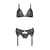Комплект з відкритим доступом Passion DELIENA SET S/M black, ліф, стрінги, пояс для панчіх
