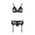 Комплект білизни Passion NESSY SET S/M black, бюстгальтер, пояс для панчіх, стрінги