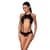 Боді з відкрит им доступом Passion TASMINA BODY L/XL black, екошкіра, шнурівки, ажурні мережива