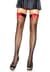 Чулки-сетка с атласным бантиком Leg Avenue Fishnet Thigh Highs One size, Black, With Bow Red