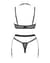 Комплект білизни Obsessive Selinne 3-pcs set M/L Black, бюстгальтер, стрінги пояс для панчіх