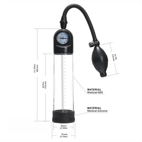 Вакуумна помпа Men Powerup зі стрілковим манометром і ручною «грушею»