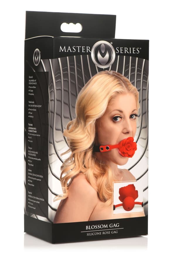 Силиконовый кляп с розой Master Series: Blossom Silicone Rose Gag – Red