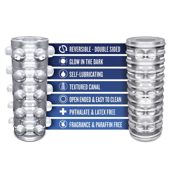 Мастурбатор Blush Rize – Swich Glow in the Dark Masturbator Clear, двусторонний, светится в темноте