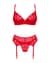 Комплект Obsessive Ingridia 3-pcs set XL/2XL, красный, бюстгальтер, стринги, пояс