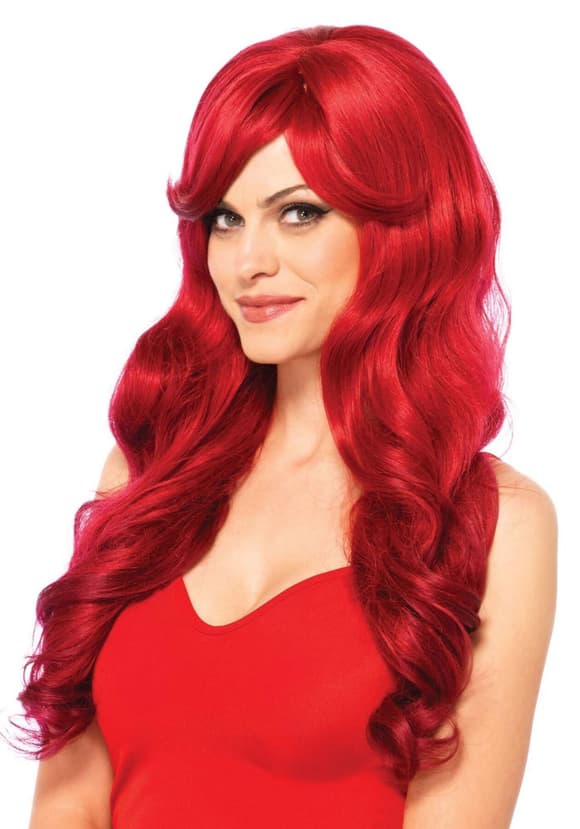Волнистый парик с косой чел кой Leg Avenue Long Wavy Wig 68 см, красный