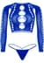 Комплект Leg Avenue Long sleeve crop top & string Royal Blue One Size, топ, стрінги