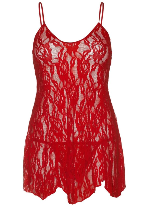 Сорочка беби-долл Leg Avenue Rose Lace Flair Chemise Red, Queen Size