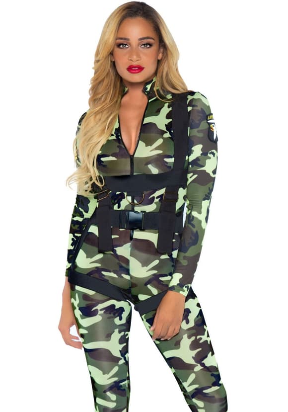 Эротический костюм десантницы Leg Avenue Pretty Paratrooper M, комбинезон, портупея