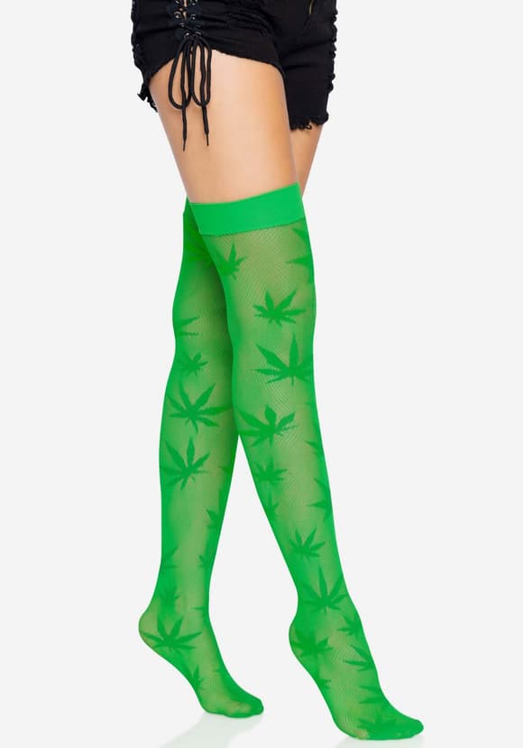 Чулки с рисунком Leg Avenue 420 Net thigh highs Green