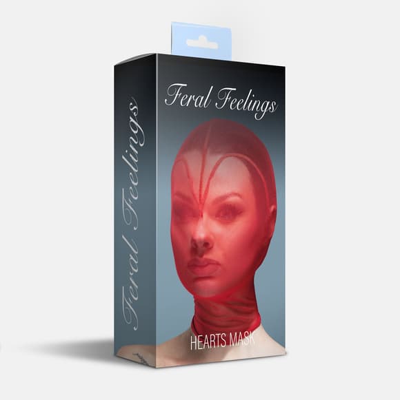 Маска сердце сетка с полностью закрытым лицом  Feral Feelings - Hearts Mask Red/Red